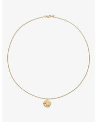 Monica Vinader - Capri 18Ct Vermeil And Pearl Disc Necklace - Lyst