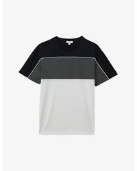 Reiss - Woods Colour-Block Short-Sleeve Cotton T-Shirt - Lyst