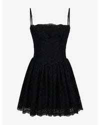 House Of Cb - Chloe Broderie-Anglaise Cotton-Blend Mini Sundress - Lyst