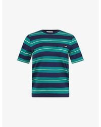 Miu Miu - Striped Short-Sleeves Cotton-Jersey T-Shirt - Lyst