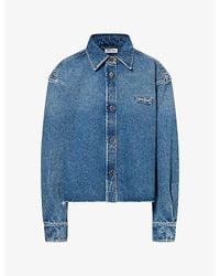 Miu Miu - Cropped Frayed-Edge Denim Shirt - Lyst