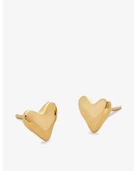 Monica Vinader - Heart 18Ct-Plated Vermeil Sterling- Stud Earrings - Lyst