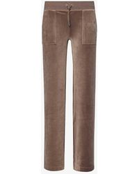 Juicy Couture - Del Ray Patch-pocket Straight-leg Stretch-velour jogging Bottoms - Lyst
