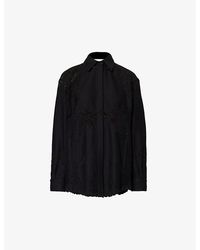 Valentino Garavani - Floral-lace Scallop-trim Cotton-blend Shirt - Lyst