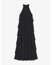 Ro&zo - Lulu Frill High-Neck Woven Maxi Dress - Lyst