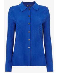 Whistles - Collared Long-sleeve Ribbed Stretch-knit Shirt - Lyst