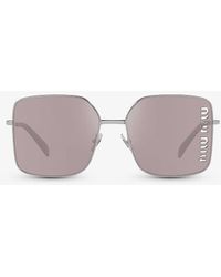 Miu Miu - Mu 51ys Square-frame Metal Sunglasses - Lyst