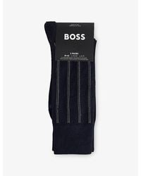 BOSS - Pinstripe Pack Of Two Cotton-Blend Knitted Socks - Lyst