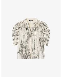 Whistles - Dashed Spot Gathered Woven Blouse - Lyst