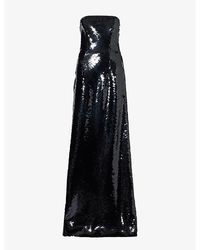 Alberta Ferretti - Strapless Sequin-embellished Woven Maxi Dress - Lyst