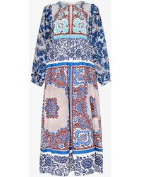 Weekend by Maxmara - Ghiotto Graphic-pattern Cotton-poplin Midi Dress - Lyst