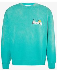 FRAME - Logo-print Relaxed-fit Washed Cotton-blend Sweatshirt - Lyst