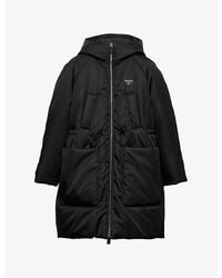 Prada - Brand-Plaque Funnel-Neck Relaxed-Fit Shell-Down Coat - Lyst