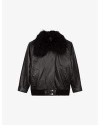 The Kooples - Removable-Collar Relaxed-Fit Leather Jacket - Lyst