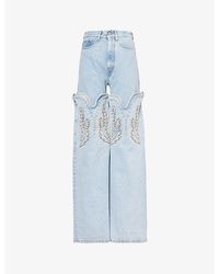 Y. Project - Evergreen Cowboy Embroidered Mid-rise Wide-leg Organic-denim Jeans - Lyst