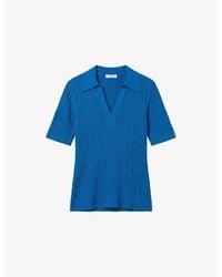 JOSEPH - Aliane Open-Collar Crinkle Woven Top - Lyst