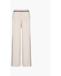 Barrie - Striped-trim Straight-leg Mid-rise Cashmere Trousers - Lyst