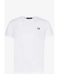 Fred Perry - Ringer Logo-embroidered Cotton-jersey T-shirt - Lyst