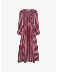 OMNES - Saint Striped Cotton Midi Dress - Lyst