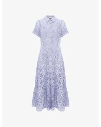 Phase Eight - Carmine Frilled-Sleeve Midi Lace Dress - Lyst
