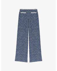 Maje - Wide-Leg High-Rise Tweed Trousers - Lyst