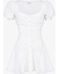 House Of Cb - Hameda Puffed-sleeve Stretch-woven Mini Dress - Lyst