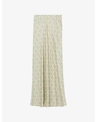 Claudie Pierlot - Abstract-Print Mid-Rise Satin Maxi Skirt - Lyst