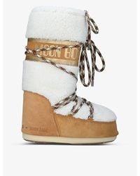 Moon Boot - Icon Logo-Print Shearling And Suede Snow Boots - Lyst