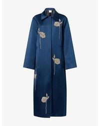 Erdem - Floral Crystal-Embroidered Satin Coat - Lyst