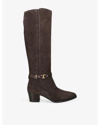 Tod's - Gomma Buckled Suede Heeled Knee-High Boots - Lyst