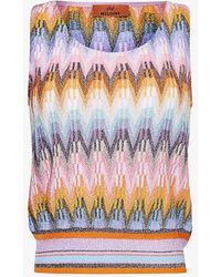 Missoni - Yellow Blue Pink Chevron-pattern Metallic Knitted Top - Lyst