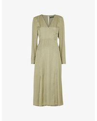 Whistles - Jacquard Graphic-Print Long-Sleeve Woven Midi Dress - Lyst