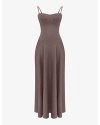 House Of Cb - Anabella Lace-Up Satin Maxi Dress - Lyst