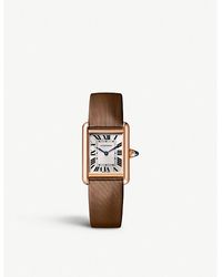 Cartier - Crwgta11 Tank Louis 18ct Rose-gold And Leather Mechanical Watch - Lyst
