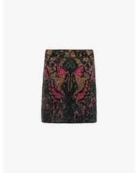 AllSaints - Jamilia Sequin-embroidered Butterfly Woven Mini Skirt - Lyst