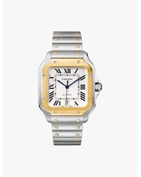 Cartier - Crw2Sa0009 Santos De Large Stainless-Steel, 18Ct- And Interchangeable Leather Strap Automatic Watch - Lyst