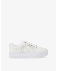 Carvela Kurt Geiger - Sardinia Logo-Embossed Faux-Leather Low-Top Trainers - Lyst