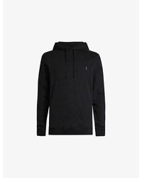 AllSaints - Raven Logo-Embroidered Zip-Up Cotton Hoody - Lyst