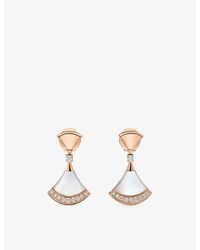 BVLGARI - Divas' Dream 18Ct Rose- 0.18Ct Brilliant-Cut Diamond And Mother-Of-Pearl Earrings - Lyst