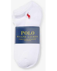 Polo Ralph Lauren - Logo-embroidered Low-cut Pack Of 6 Stretch-cotton Blend Socks - Lyst