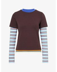 STAUD - Dillon Slim-Fit Stripe Cotton-Jersey T-Shirt - Lyst