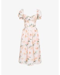 House Of Cb - Lulabell Floral-Print Stretch-Cotton Midi Dress - Lyst