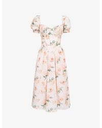 House Of Cb - Lulabell Floral-Print Stretch-Cotton Midi Dress - Lyst