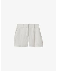 Reiss - Lori Front-pleat High-rise Linen-blend Shorts - Lyst
