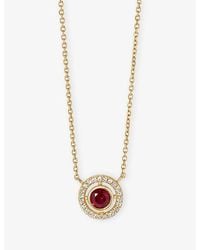 Astley Clarke - July Birthstone 14Ct- Ruby And 0.08Ct Lab-Grown Diamond Pendant Necklace - Lyst