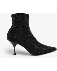 Dune - Onslowe Diamante-embellished Stretch-woven Ankle Boots - Lyst