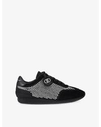 Kurt Geiger - Chelsea Crystal Tag Embellished And Suede Trainers - Lyst