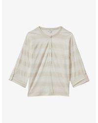 Reiss - Olivia Stripe-pattern Linen And Cotton Shirt - Lyst