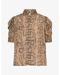FRAME - The Gillian Snake-Print Silk Top - Lyst
