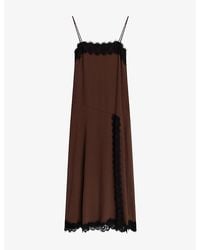 OMNES - Thea Lace-Trim Satin Midi Dress - Lyst